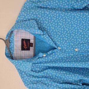 Egara | Blue Print Long Sleeve Button Down Size Large